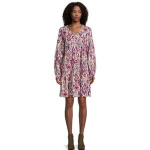 Beach Lunch Lounge Batik Print Cotton Blend Mini Tiered Babydoll Dress Size XXL